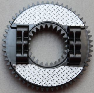 Technic Turntable 56 Tooth with Black Top with Silver Tread Plates Pattern (Stickers) - Set 8292