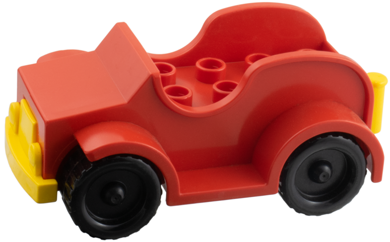 Duplo Car with 2 x 4 Studs, Running Boards, Black Wheels, and Yellow Bumper