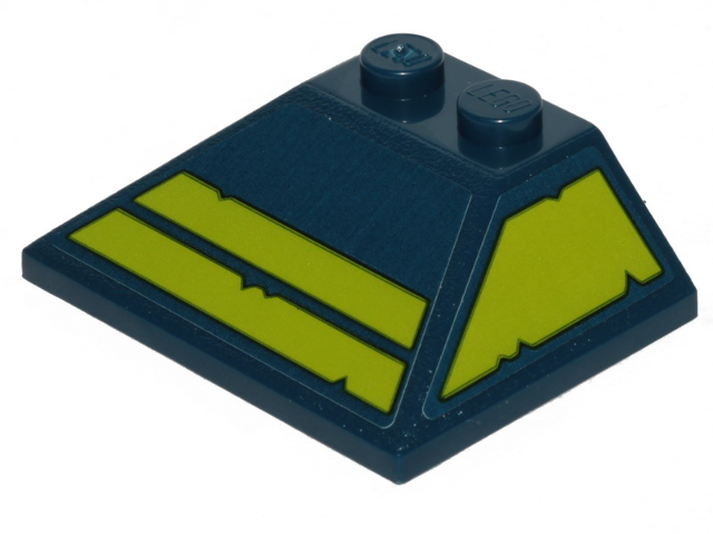 Slope 45 3 x 4 Double / 33 with Worn Lime Stripes on Front and Trapezoid on Left Side Pattern (Stickers) - Set 70839