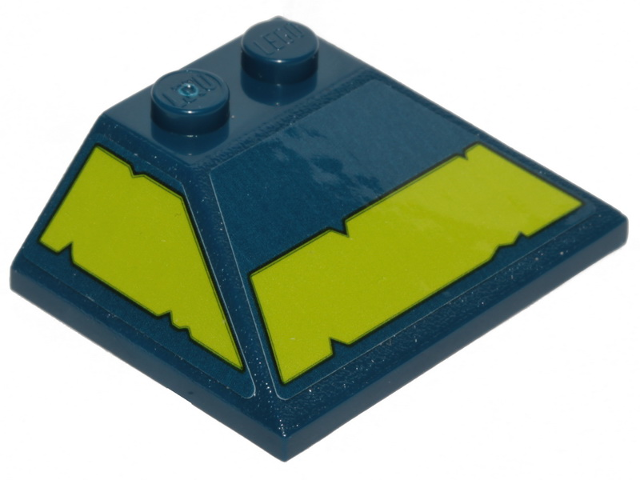 Slope 45 3 x 4 Double / 33 with Lime Stripe with Cut Out Edges on Front and Trapeze on Right Side Pattern (Stickers) - Set 70839