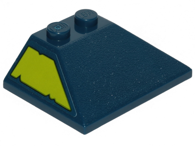 Slope 45 3 x 4 Double / 33 with Lime Trapezoid with Cut Out Edges Pattern Model Left Side (Sticker) - Set 70839