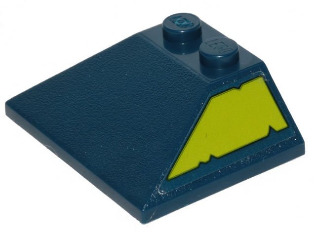Slope 45 3 x 4 Double / 33 with Lime Trapezoid with Cut Out Edges Pattern Model Right Side (Sticker) - Set 70839