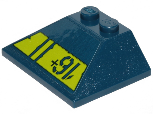 Slope 45 3 x 4 Double / 33 with Lime Stripe with Cut Out Edges and '16+' Pattern (Sticker) - Set 70839