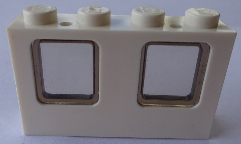 Window 1 x 4 x 2 Plane, Single Top Hole and Double Bottom Holes for Glass with Trans-Brown Glass (4863 / 4862)