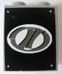 Panel 1 x 2 x 2 - Solid Studs with Dark Gray Stylized 'LT' on White Oval Racing Logo Pattern (Sticker) - Set 8408