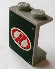 Panel 1 x 2 x 2 - Solid Studs with Red Stylized 'LT' on White Oval Racing Logo Pattern (Sticker) - Set 8408