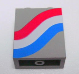 Panel 1 x 2 x 2 - Solid Studs with Curved Red, White and Blue Stripes Pattern Right