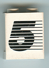 Panel 1 x 2 x 2 - Solid Studs with Black Number 5 and Lines Pattern