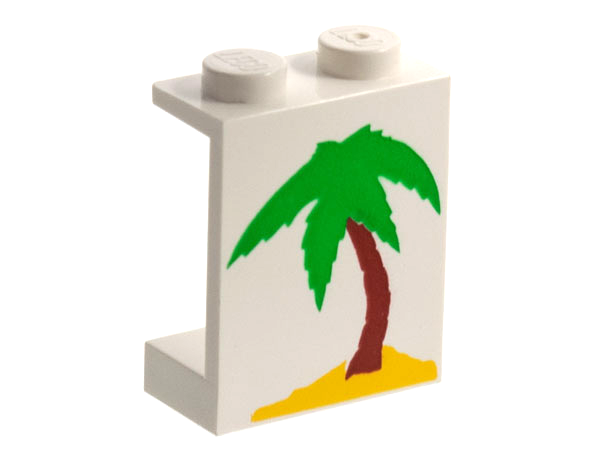 Panel 1 x 2 x 2 - Solid Studs with Palm Tree on Small Island Pattern