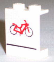 Panel 1 x 2 x 2 - Solid Studs with Red Bicycle and Black Line Pattern