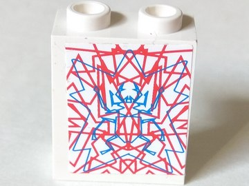 Panel 1 x 2 x 2 - Hollow Studs with Red Lines over Blue Beetle Pattern (Sticker) - Set 4744
