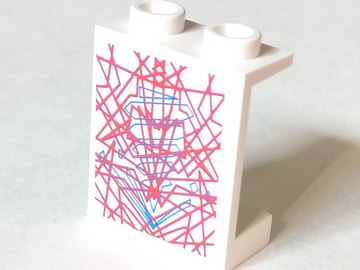 Panel 1 x 2 x 2 - Hollow Studs with Red Lines over Blue Drill Tip Pattern (Sticker) - Set 4744