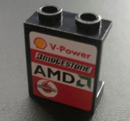 Panel 1 x 2 x 2 - Hollow Studs with Shell, AMD and Vodafone Logo on Left Pattern (Sticker) - Sets 8672 / 8673