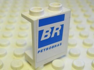 Panel 1 x 2 x 2 - Hollow Studs with 'BR' and 'PETROBRAS' Pattern Model Right Side (Sticker) - Set 8374