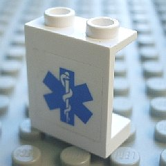 Panel 1 x 2 x 2 - Hollow Studs with Blue EMT Star of Life Pattern (Sticker) - Set 7890