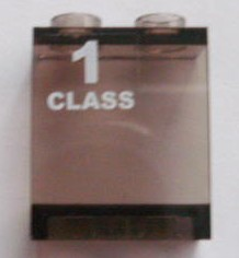 Panel 1 x 2 x 2 - Hollow Studs with White '1 CLASS' Left Pattern (Sticker) - Set 7897