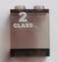 Panel 1 x 2 x 2 - Hollow Studs with White '2 CLASS' Left Pattern (Sticker) - Set 7897