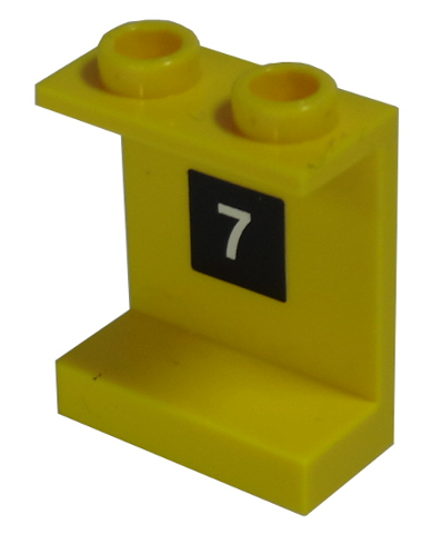Panel 1 x 2 x 2 - Hollow Studs with White '7' in Black Square Pattern (Sticker) - Set 10170