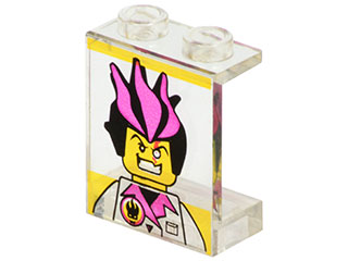 Panel 1 x 2 x 2 - Hollow Studs with Agents Dr. Inferno Pattern