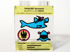 Panel 1 x 2 x 2 - Hollow Studs with Sharks with Missiles Datasheet and Agents Villain Logo Pattern