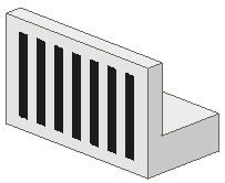Panel 1 x 2 x 1 with Black Grille with 7 Vertical Lines Pattern