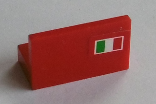 Panel 1 x 2 x 1 with Italian Flag on Red Background Pattern Model Right Side (Sticker) - Set 8654 / 8375 / 8673