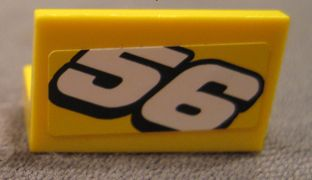 Panel 1 x 2 x 1 with White Number 56 Sloping Downward Pattern (Sticker) - Set 8183
