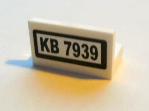 Panel 1 x 2 x 1 with Black 'KB 7939' on White Background Pattern (Sticker) - Set 7939