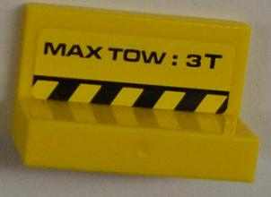 Panel 1 x 2 x 1 with 'MAX TOW: 3T' and Yellow and Black Danger Stripes Pattern on Inside (Sticker) - Set 8186