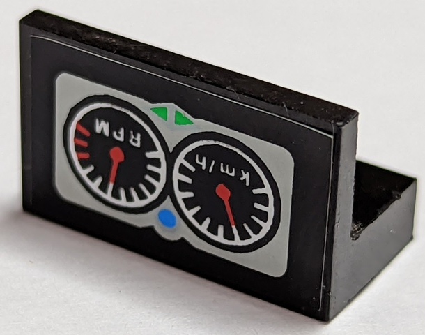 Panel 1 x 2 x 1 with Two Gauges and 'km/h' and 'RPM' Pattern (Sticker) - Set 8422