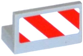 Panel 1 x 2 x 1 with Red and White Danger Stripes Pattern Model Right Side (Sticker) - Set 60079