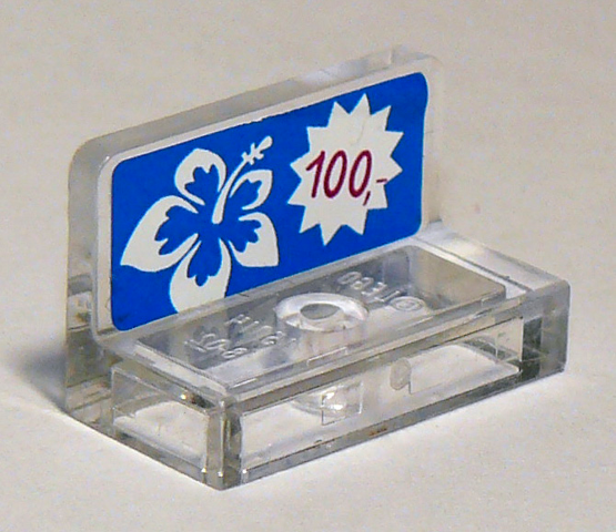 Panel 1 x 2 x 1 with White and Blue Flower and Pricing '100 on Blue Background Pattern (Sticker) - Set 41058