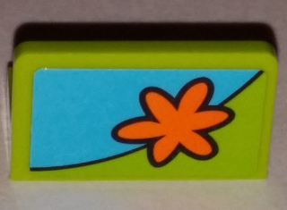 Panel 1 x 2 x 1 with Orange Flower Pattern Model Left Side (Sticker) - Set 75901