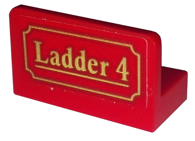 Panel 1 x 2 x 1 with Gold 'Ladder 4' on Red Background Pattern (Sticker) - Set 10263