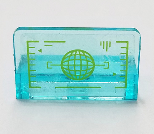 Panel 1 x 2 x 1 with Lime Head-Up Display (HUD) with Wire Frame Globe Pattern (Sticker) - Set 76023