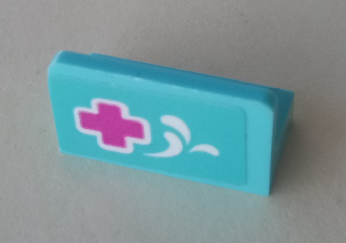 Panel 1 x 2 x 1 with Dark Pink Cross and White Splashes Pattern (Sticker) - Set 41313