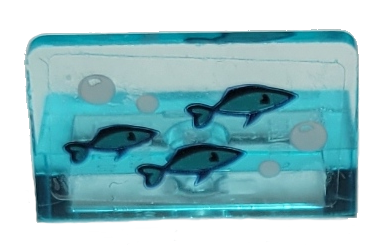 Panel 1 x 2 x 1 with 3 Dark Turquoise Fish and White Bubbles Pattern (Sticker) - Set 41380