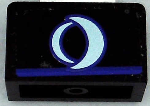 Panel 1 x 2 x 1 with Metallic Light Blue Eclipso Logo Crescents with Dark Purple Outlines and Line Pattern (Sticker) - Set 41239