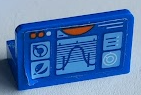 Panel 1 x 2 x 1 with Head-Up Display (HUD), City Mars Exploration Logo, Orange Buttons, Light Aqua Squares and Lines Pattern (Sticker) - Set 60227