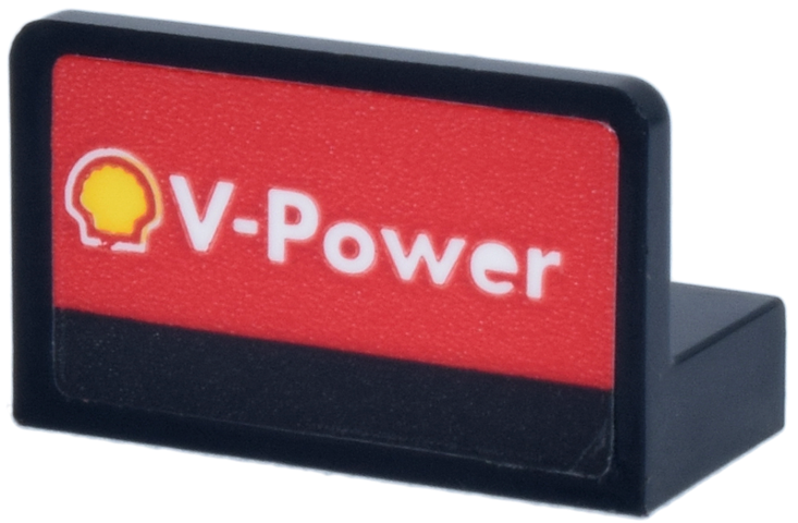 Panel 1 x 2 x 1 with Rounded Corners with White 'V-Power' and Yellow Shell Logo on Red Background Pattern (Sticker) - Set 77242
