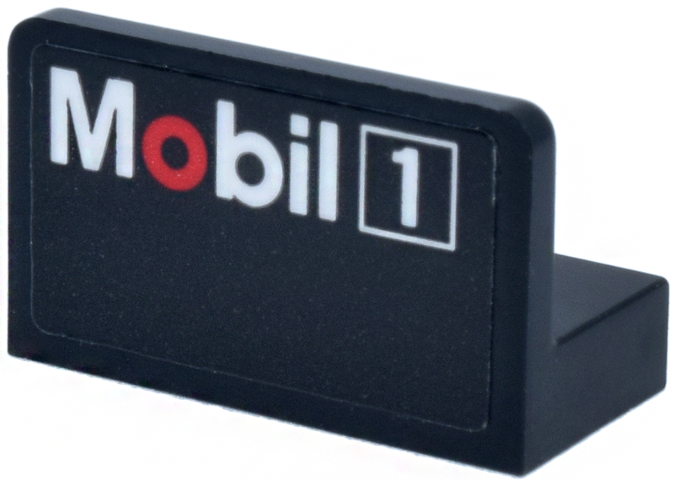 Panel 1 x 2 x 1 with Rounded Corners with Red and White 'Mobil 1' Logo Pattern (Sticker) - Set 77243
