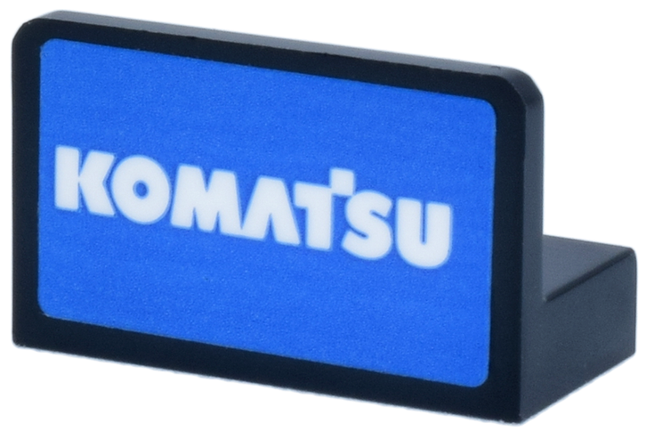 Panel 1 x 2 x 1 with Rounded Corners with White 'KOMAT'SU' on Blue Background Pattern (Sticker) - Set 77249