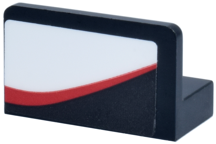 Panel 1 x 2 x 1 with Rounded Corners with Curved Red Line and White Panel Pattern Model Left Side (Sticker) - Set 77250