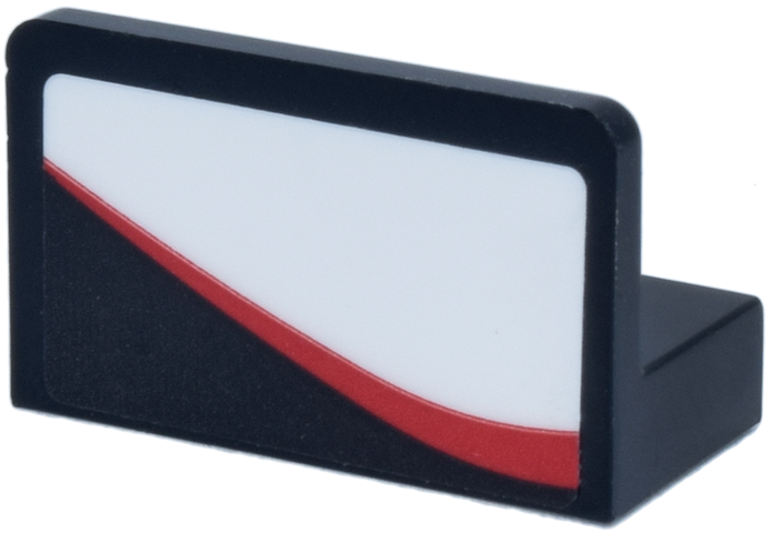 Panel 1 x 2 x 1 with Rounded Corners with Curved Red Line and White Panel Pattern Model Right Side (Sticker) - Set 77250