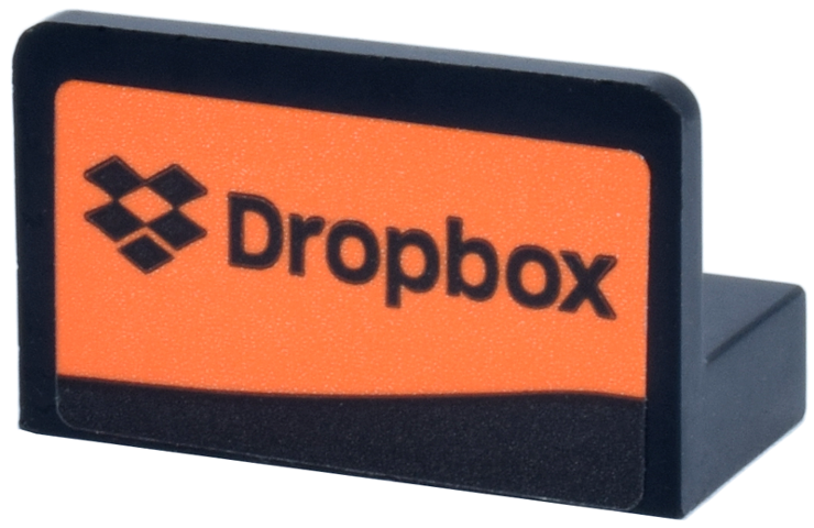 Panel 1 x 2 x 1 with Rounded Corners with 'Dropbox' and Logo on Orange Background Pattern Model Left Side (Sticker) - Set 77251