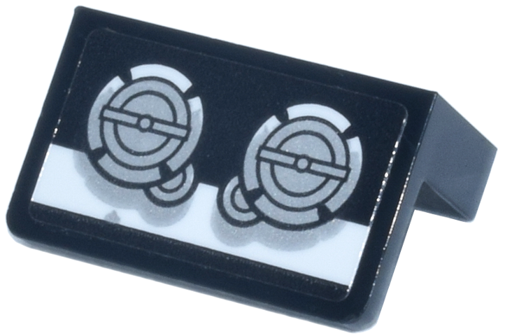 Panel 1 x 2 x 1 with White Control Panel, Silver Dials Pattern (Sticker) - Set 75419