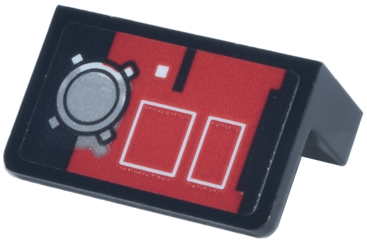 Panel 1 x 2 x 1 with Red Control Panel, White Rectangles and Silver Dial Pattern (Sticker) - Set 75419