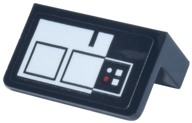 Panel 1 x 2 x 1 with White Control Panel, Rectangles, and Red Button Pattern (Sticker) - Set 75419