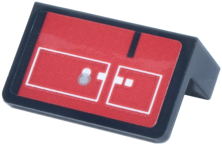 Panel 1 x 2 x 1 with Red Control Panel, White Rectangles and Silver Button Pattern (Sticker) - Set 75419