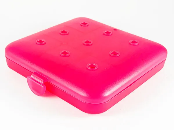 Clikits Container, Square Box with 9 Holes and 6 Compartments - Hinged